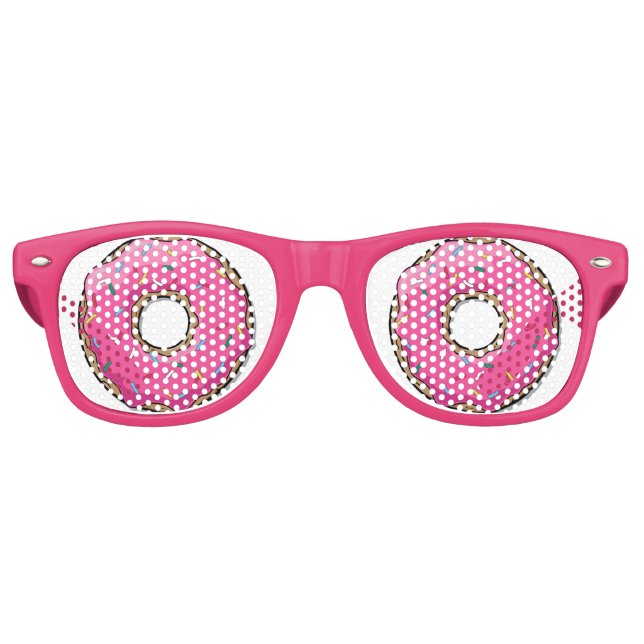 Cartoon Pink Donut With Sprinkles Retro Sunglasses (Front)