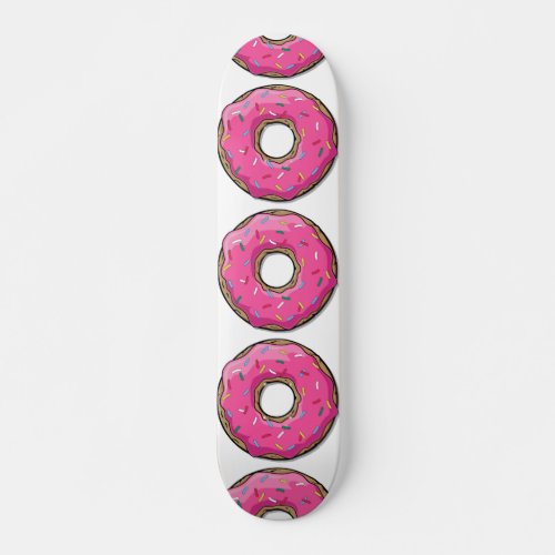 Cartoon Pink Donut With Sprinkles Skateboard Deck