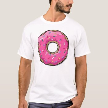 Cartoon Pink Donut With Sprinkles T-shirt by GroovyFinds at Zazzle