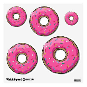 Cartoon Pink Donut With Sprinkles Wall Decal