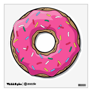 Cartoon Pink Donut With Sprinkles Wall Sticker