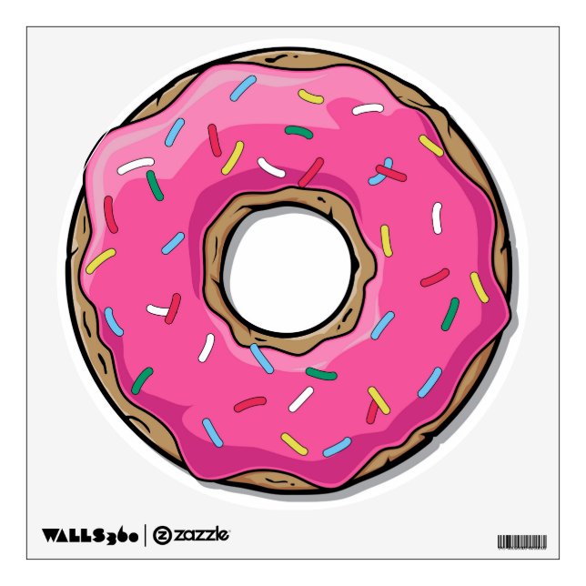 Cartoon Pink Donut With Sprinkles Wall Sticker (Front)
