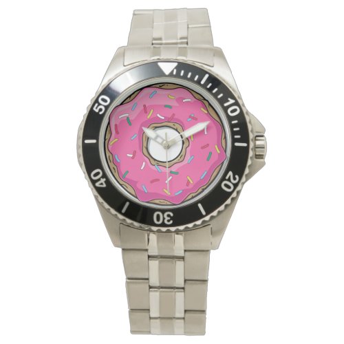 Cartoon Pink Donut With Sprinkles Watch