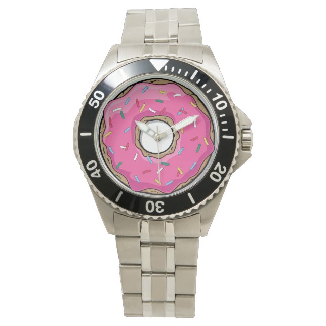 Cartoon Pink Donut With Sprinkles Watch (Front)