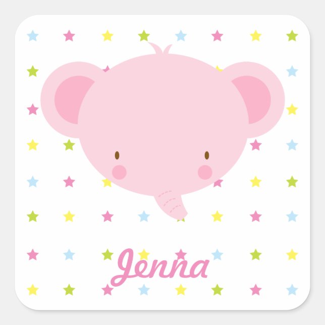 Cartoon Pink Elephant Stickers (Front)