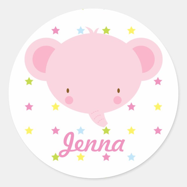Cartoon Pink Elephant Stickers (Front)