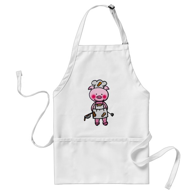 Cartoon pink pig chef adult apron (Front)