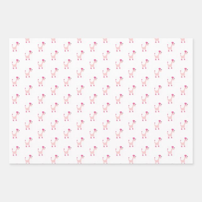 Cartoon pink poodle Posh Paws   Wrapping Paper Sheets (Front)