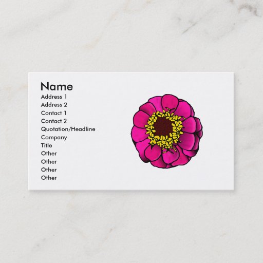 Customizable Cartoon Pink Zinnia Business Card