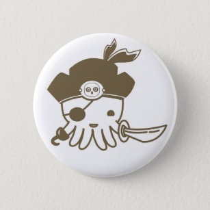 Cartoon Pirate Octopus Button