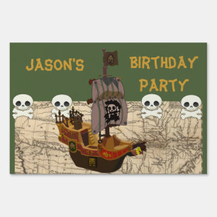 Cartoon Pirate Ship Personalize Sign