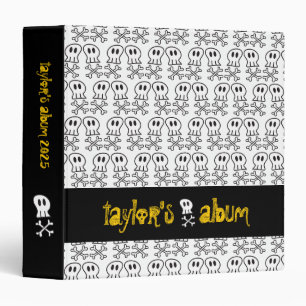 Cartoon Pirate Ship Skulls Bones Fun Colorful Boys 3 Ring Binder