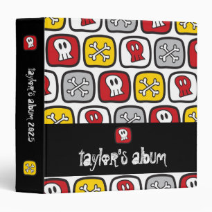 Cartoon Pirate Ship Skulls Bones Fun Colorful Boys 3 Ring Binder