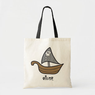 Cartoon Pirate Ship Skulls & Bones Halloween Party Tote Bag