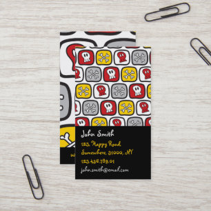 Cartoon Pirate Skeleton Skulls & Bones Squares Fun Business Card