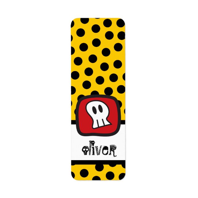 Cartoon Pirate Skull & Bone Kid's Halloween Party Label (Front)