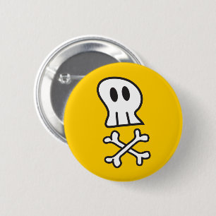 Cartoon Pirate Skull & Bone Kid's Halloween Party Pinback Button