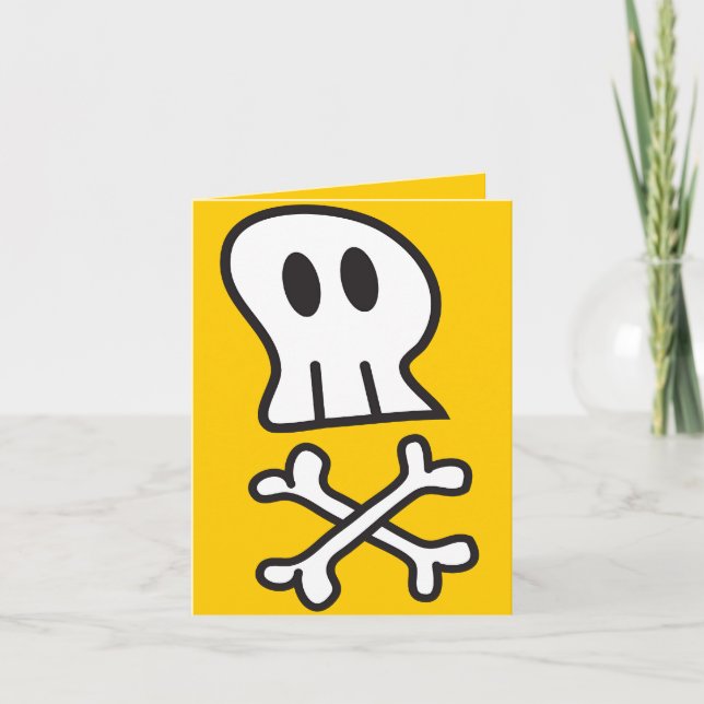 Cartoon Pirate Skulls & Bones Children Halloween Card (Front)