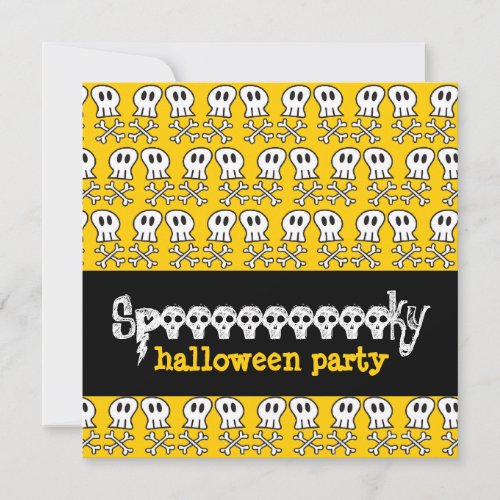 Cartoon Pirate Skulls  Bones Kid Halloween Party  Invitation