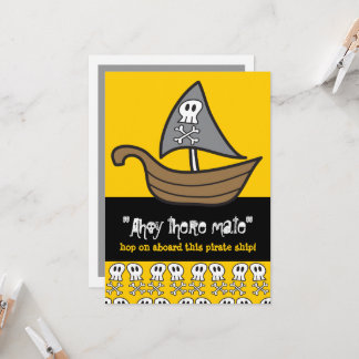Cartoon Pirate Skulls & Bones Kid's Birthday Party Invitation