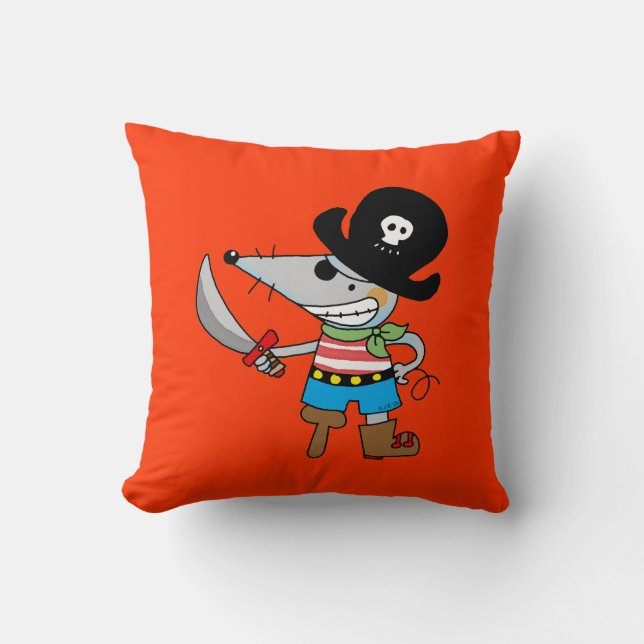 cartoon pirate throw pillow (Front)