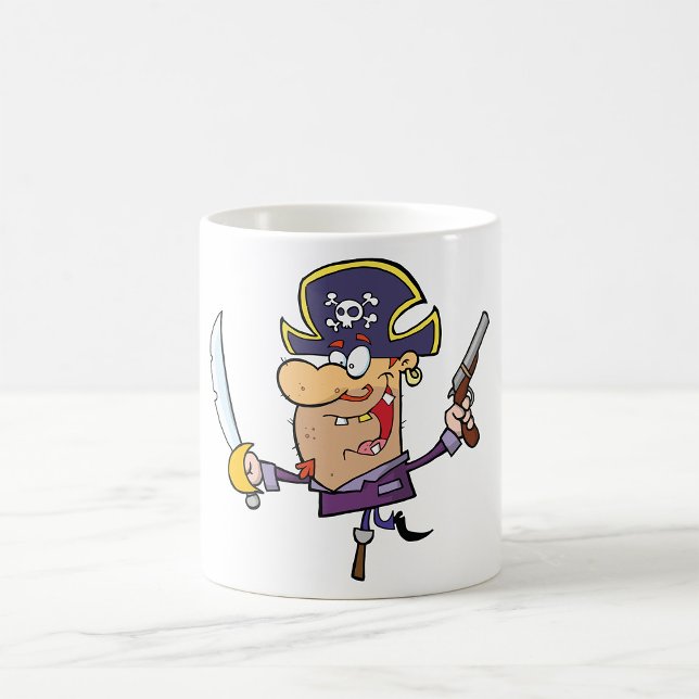Cartoon Pirate with Sword and Pistol Coffee Mug (Creator Uploaded)