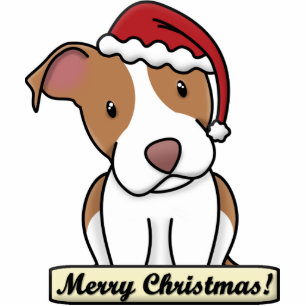 Cartoon Pit Bull Christmas Ornament