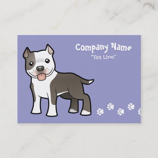 Customizable Cartoon Pitbull / American Staffordshire Terrier Business Cards