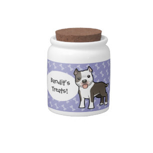 Cartoon Pitbull / American Staffordshire Terrier Candy Jar