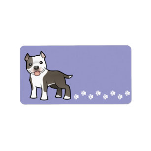 Cartoon Pitbull / American Staffordshire Terrier Label