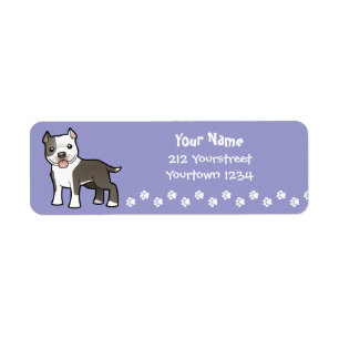 Cartoon Pitbull / American Staffordshire Terrier Label