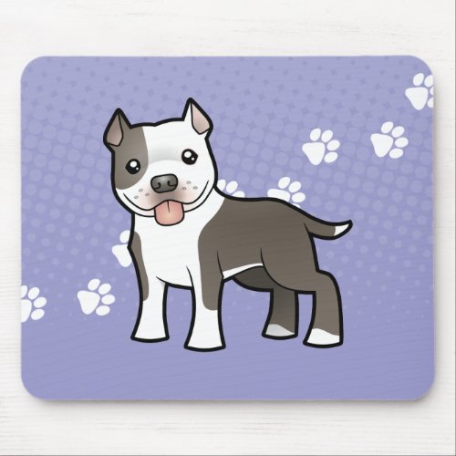 Cartoon Pitbull  American Staffordshire Terrier Mouse Pad