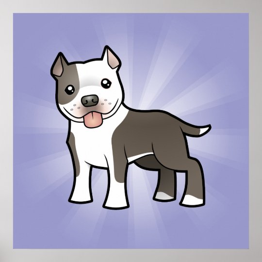 Cartoon Pitbull / American Staffordshire Terrier Poster | Zazzle.com