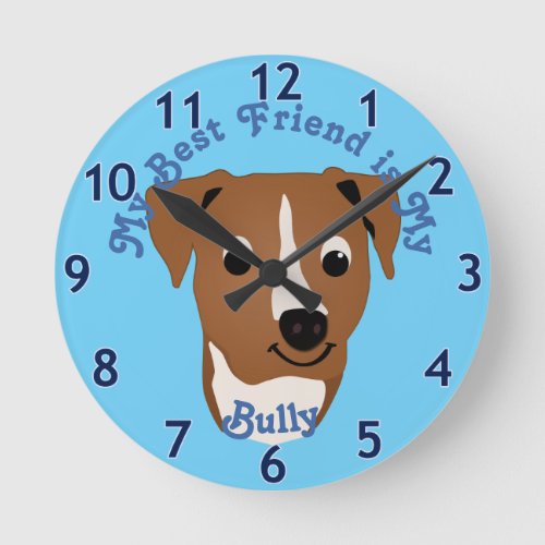 Cartoon Pitbull Head 2000 Round Clock