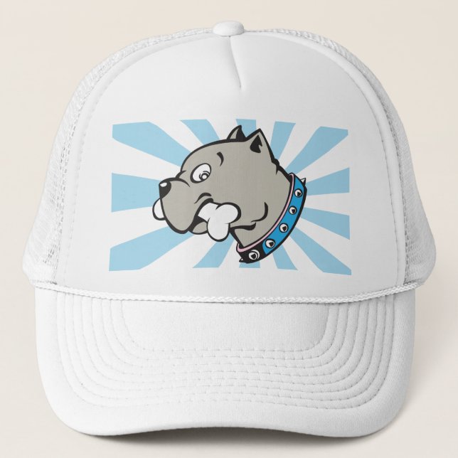 Cartoon Pitbull Head - Blue Beam Hat (Front)