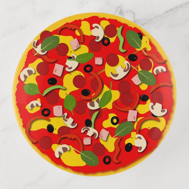 Cartoon Pizza Funny  Trinket Tray (Front)