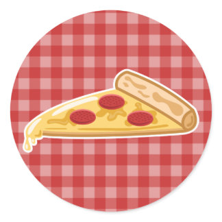 Cartoon Pizza Slice Classic Round Sticker