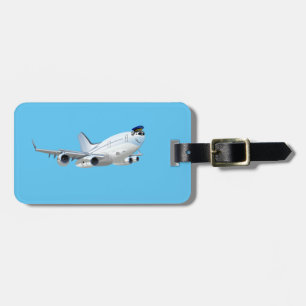 Cartoon plane luggage tag