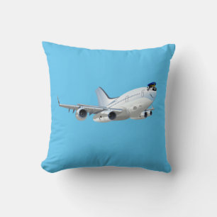 Cartoon plane throw pillow