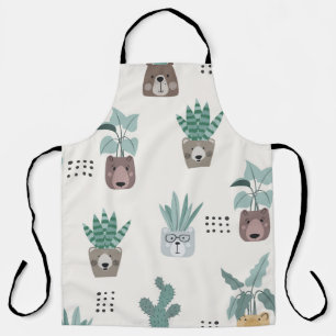 Cartoon Plants: Bear Face Seamless Apron