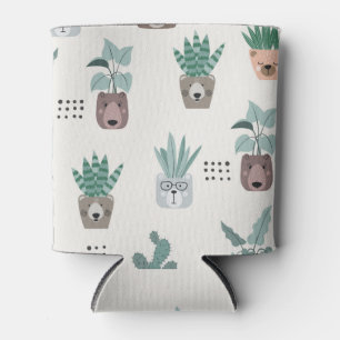 Cartoon Plants: Bear Face Seamless Can Cooler