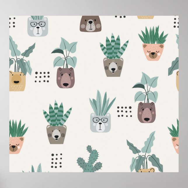 Cartoon Plants: Bear Face Seamless Poster (Front)