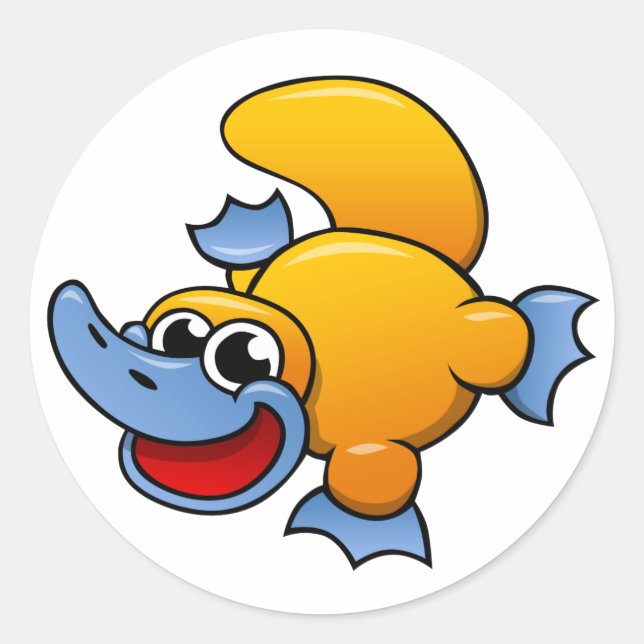 Cartoon Platypus Classic Round Sticker (Front)