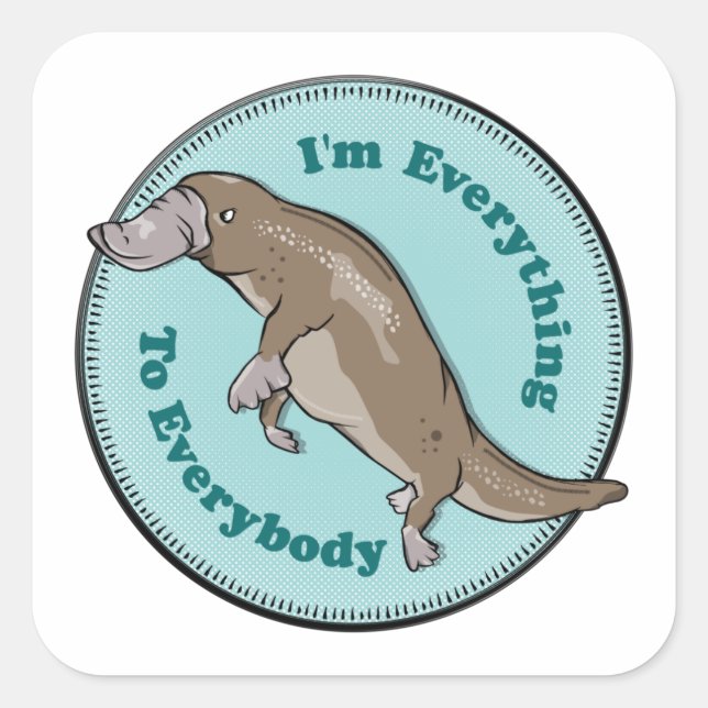 Cartoon Platypus Square Sticker (Front)
