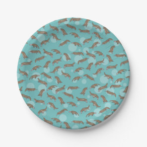 Cartoon Platypuses  Swimming Paper Plates