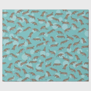 Cartoon Platypuses  Swimming Wrapping Paper