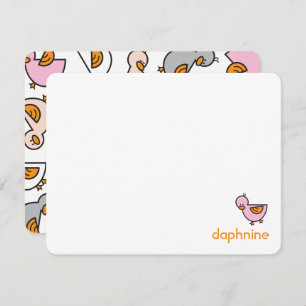 Cartoon Playful Pink Ducks Ducklings Baby Girl Thank You Card