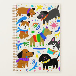 Cartoon playful puppies  planner