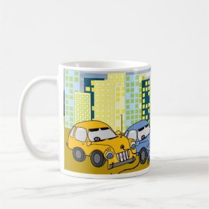Cartoon Plug In Hybrid Cars Coffee Mug