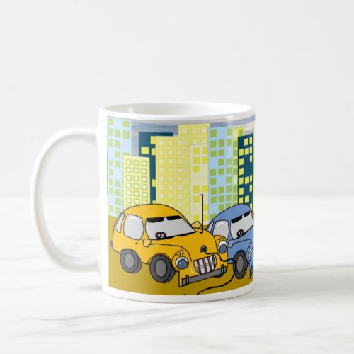 Cartoon Plug In Hybrid Cars  Coffee Mug